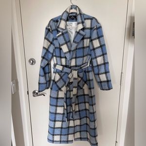 Lulus Light Blue Plaid Women’s Coat